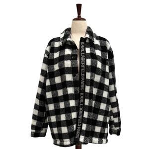 Preppy, Casual, Karl Lagerfeld Paris Buffalo Plaid Teddy Jacket